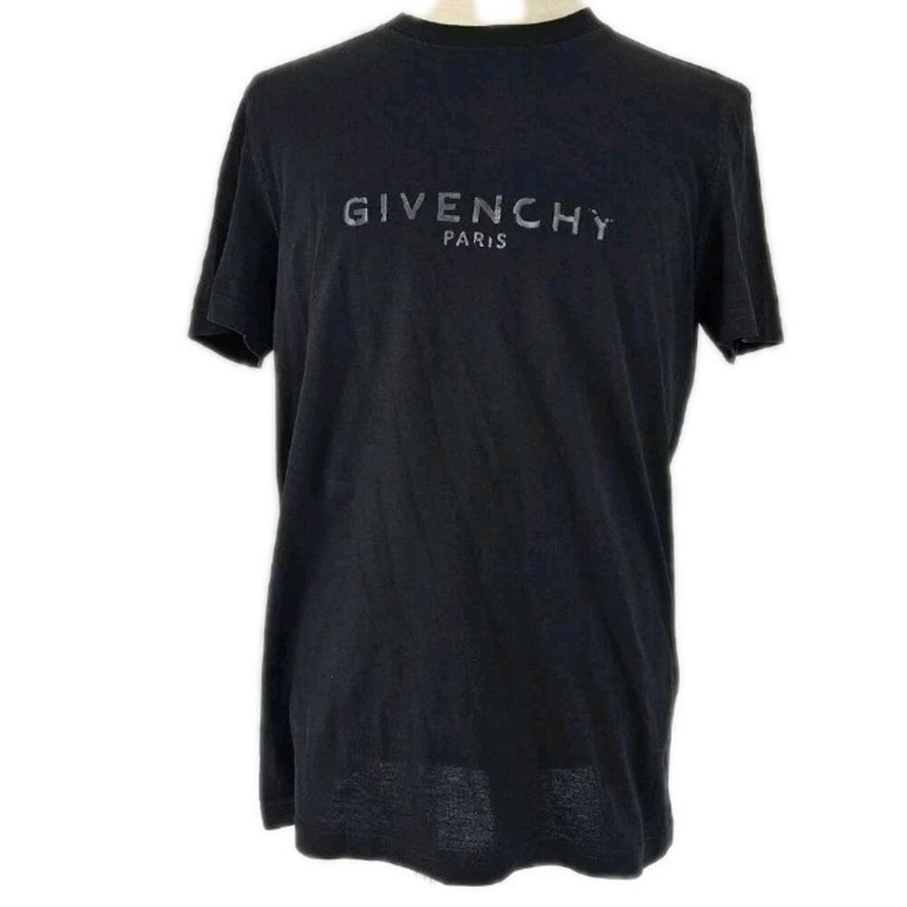 GIVENCHY T-shirt‎ Black On black M fitted Cotton Designer Matte Logo Spell Out